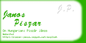 janos piszar business card